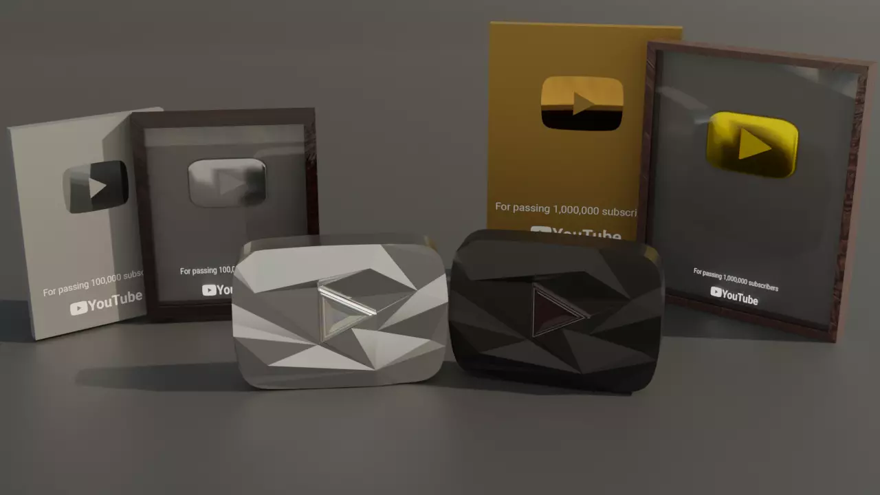 All Youtube Play Buttons All Youtube Awards 3D Model Collection_0
