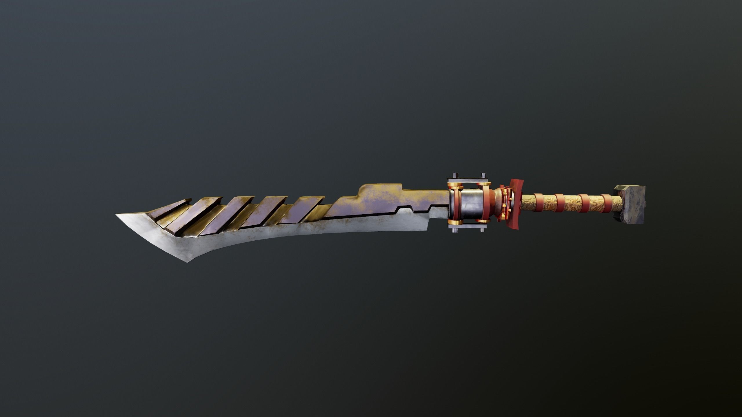Sword game-ready Low-poly 3D model_3