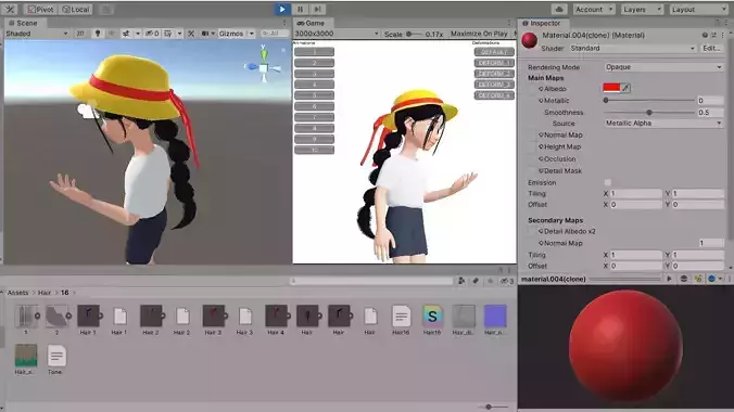 Hair with Hat Zepeto 3D Modeling Unity Prefab FBX Low-poly 3D model