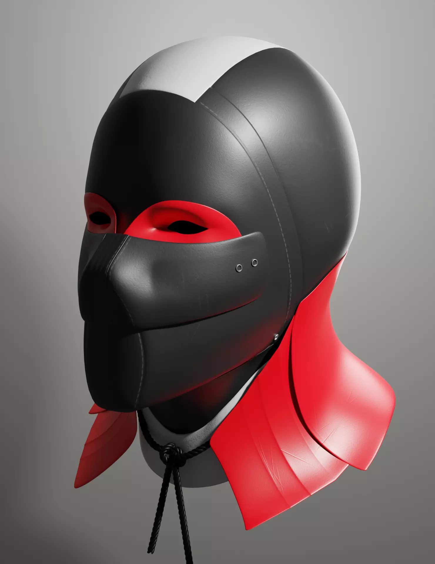 NeonRed Samurai Mask 3D model_0