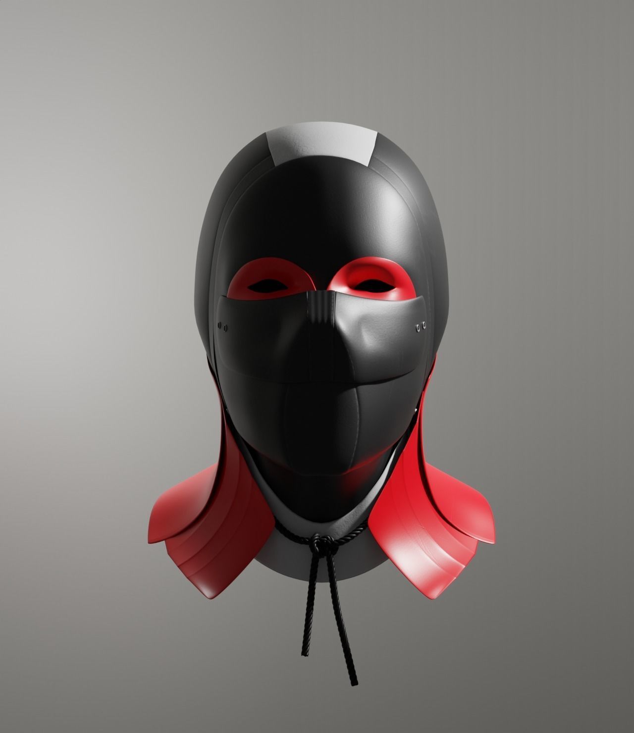NeonRed Samurai Mask 3D model_3