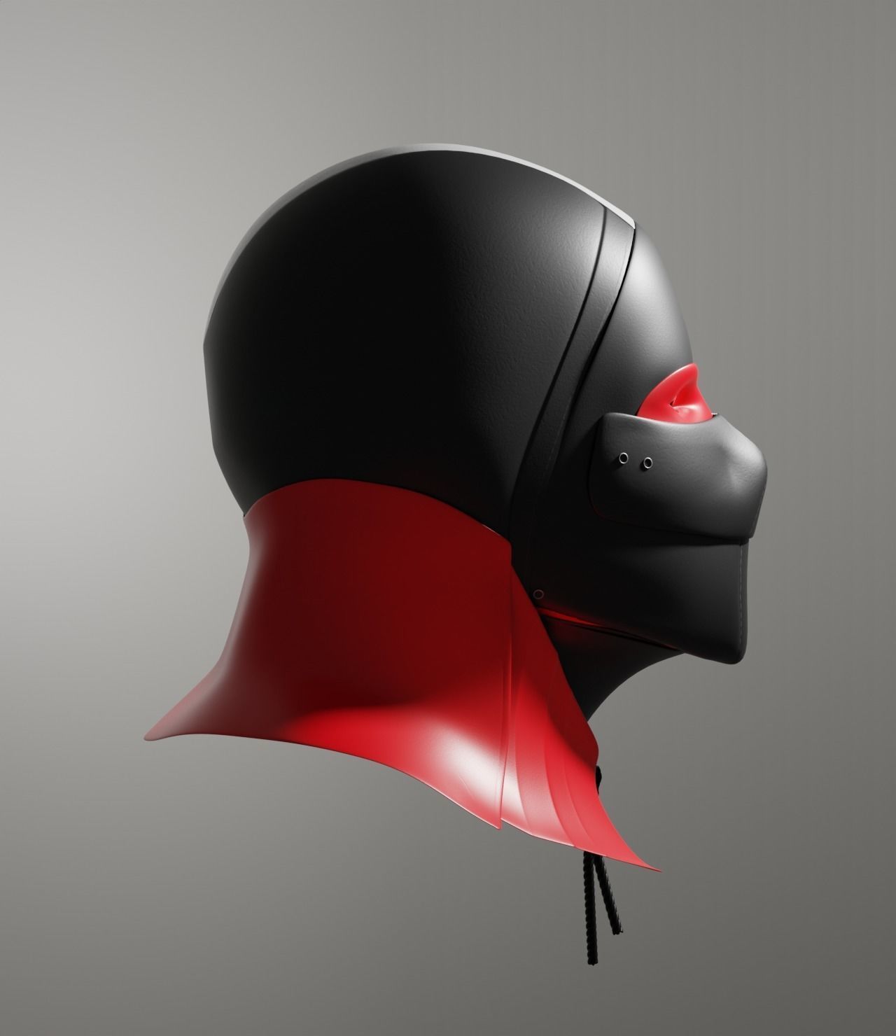 NeonRed Samurai Mask 3D model_4