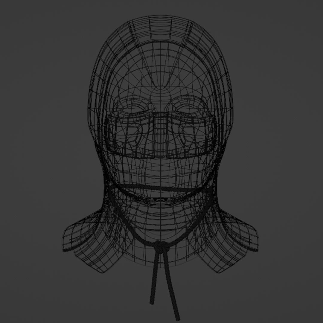 NeonRed Samurai Mask 3D model_5