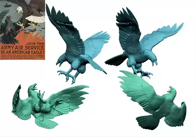 Fighting Eagles 3D print model