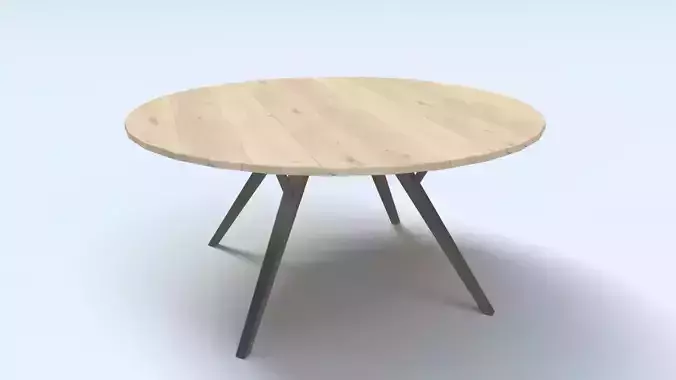 Round wooden table with metal legs