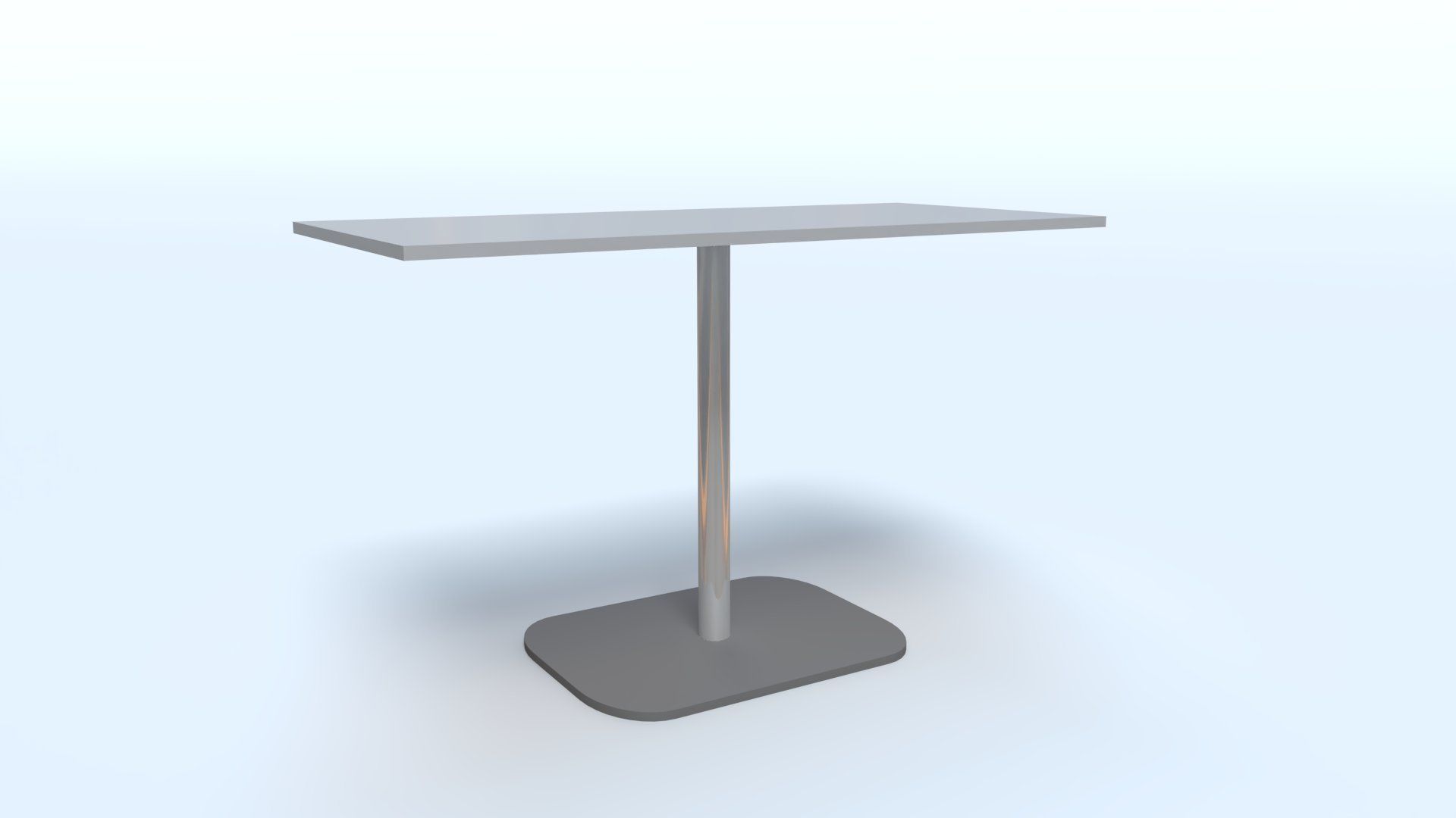Metal Cafe rectangular Table Low-poly 3D model_1