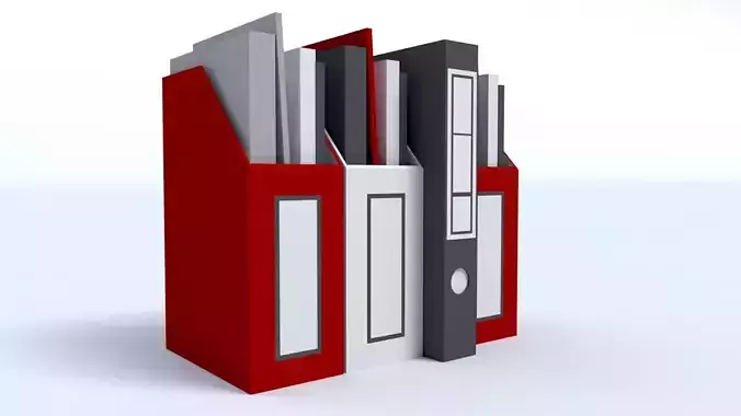 Low Poly Box File Folders Low-poly 3D model
