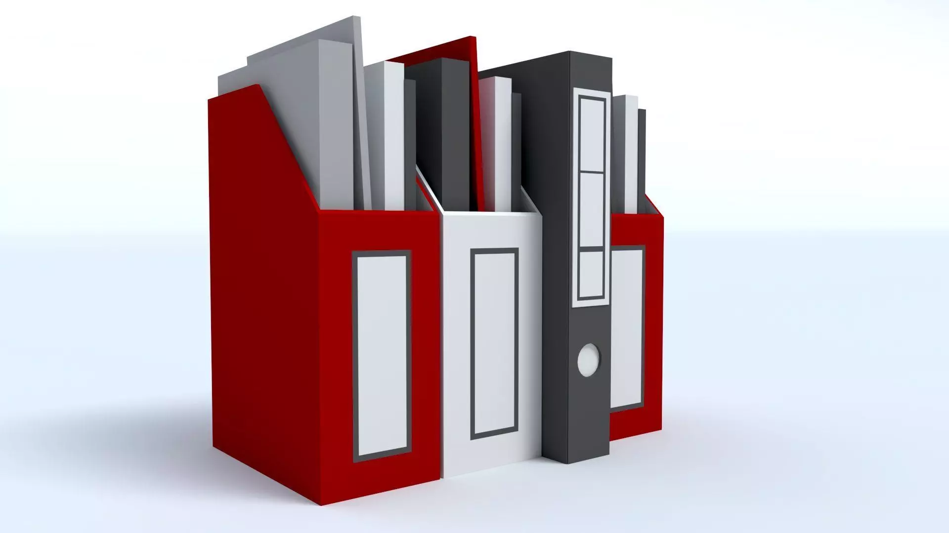 Low Poly Box File Folders Low-poly 3D model_0