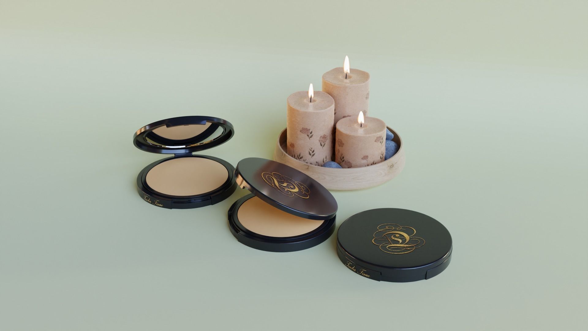 3D Realistic Compact powder cosmetic  3D model_1