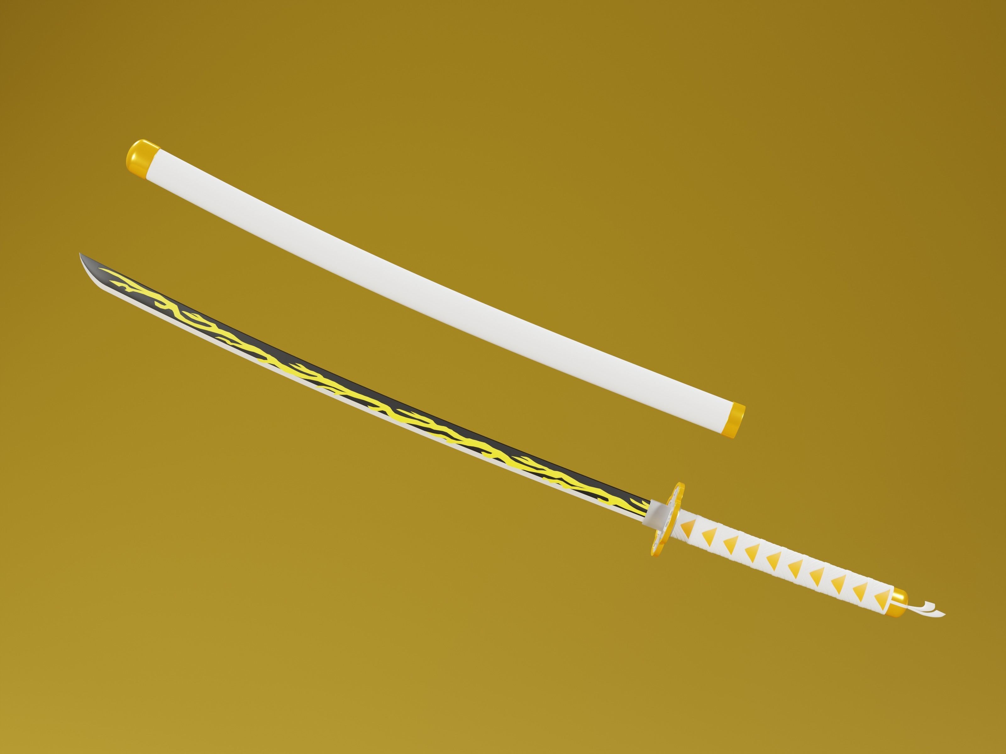 Zenitsu Sword - Demon Slayer kimetsu no yaiba Low-poly 3D print model_2