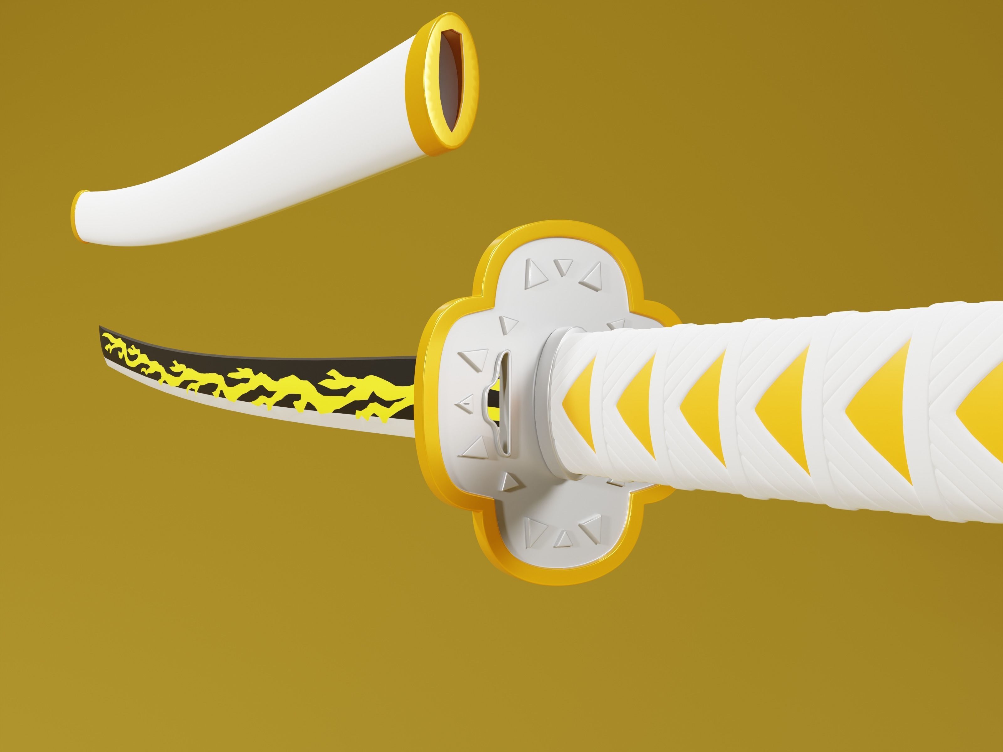 Zenitsu Sword - Demon Slayer kimetsu no yaiba Low-poly 3D print model_4