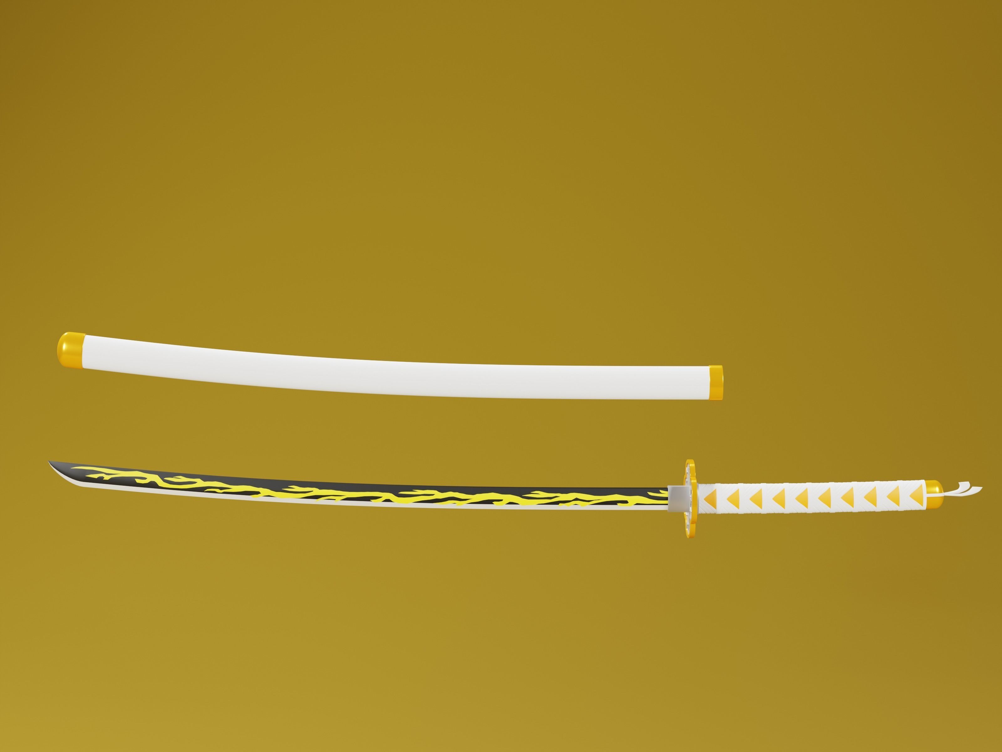 Zenitsu Sword - Demon Slayer kimetsu no yaiba Low-poly 3D print model_1