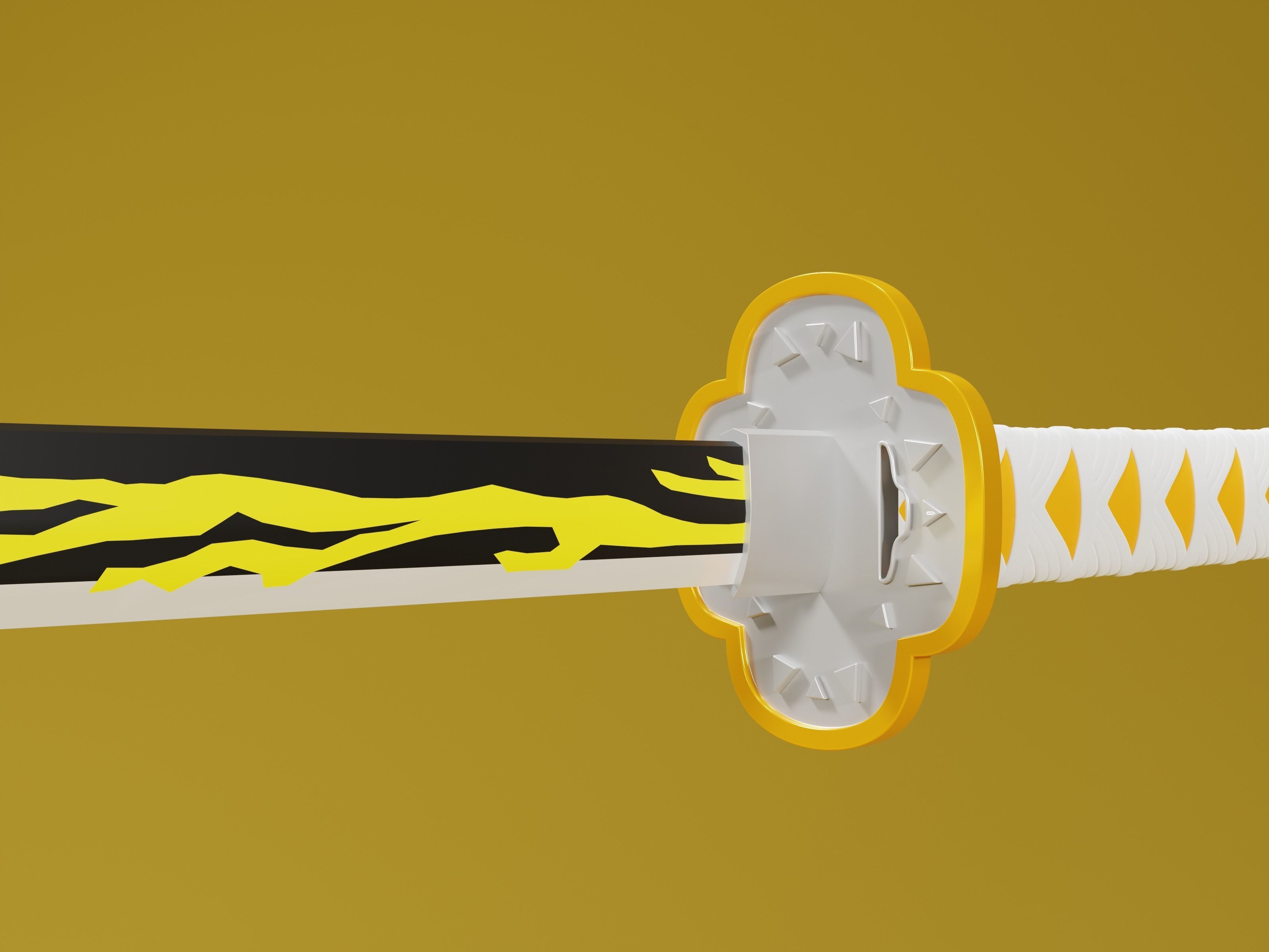 Zenitsu Sword - Demon Slayer kimetsu no yaiba Low-poly 3D print model_3