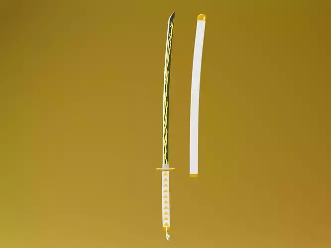 Zenitsu Sword - Demon Slayer kimetsu no yaiba Low-poly 3D print model