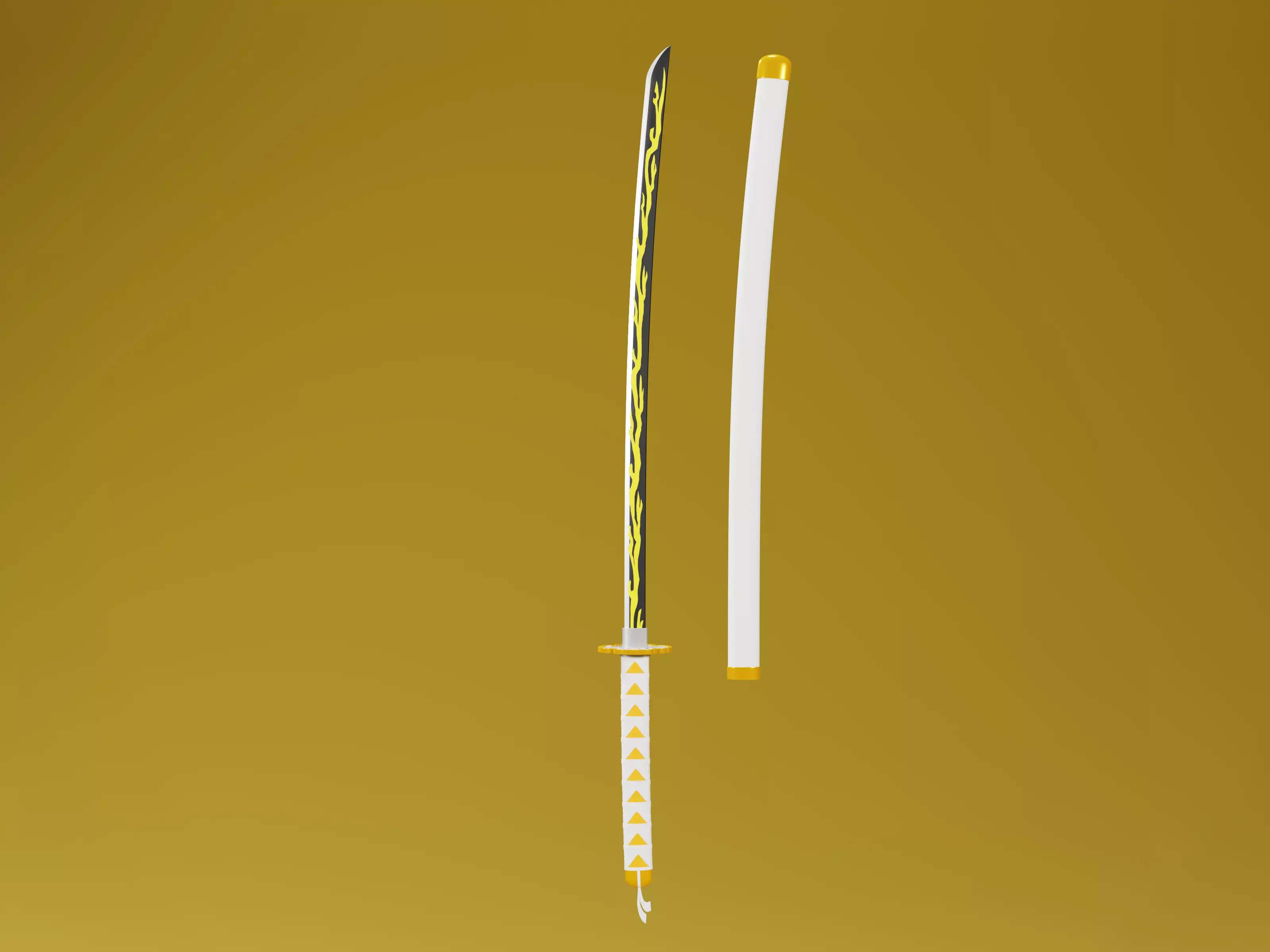 Zenitsu Sword - Demon Slayer kimetsu no yaiba Low-poly 3D print model_0