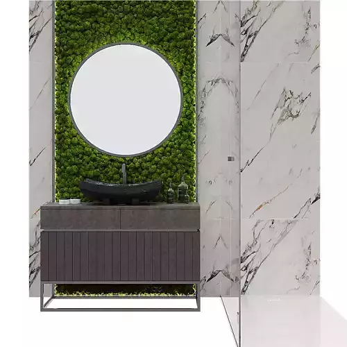 Bathroom furniture full set with plants