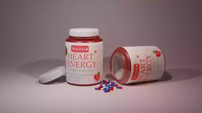 3D cosmetic supplement bottle and label design