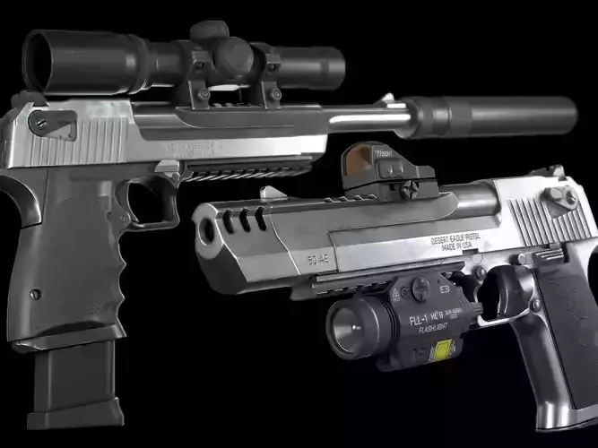 Desert Eagle with Mods and Skins SubstanceFiles Custom License Low-poly 3D model
