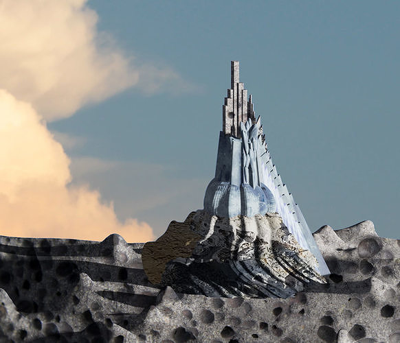 Architectural Mountain Fantastic Low-poly 3D model