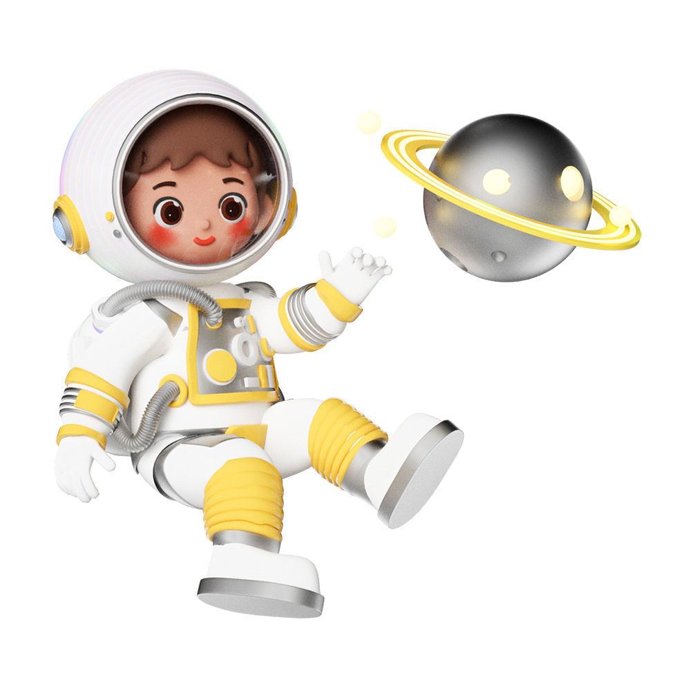 Chinese C4D model astronaut space cartoon character 3D model_4