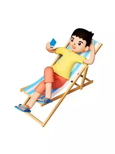 Summer Vacation Travel Tourism Characters  Swimming and surfing