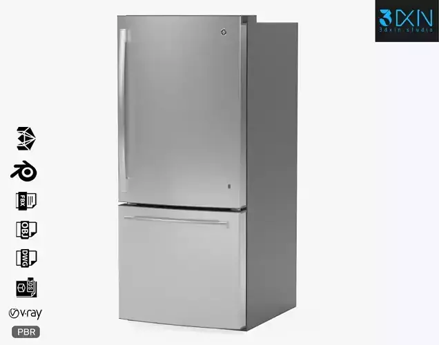 GE Bottom-Freezer Refrigerator GDE21EYKFS 3D model
