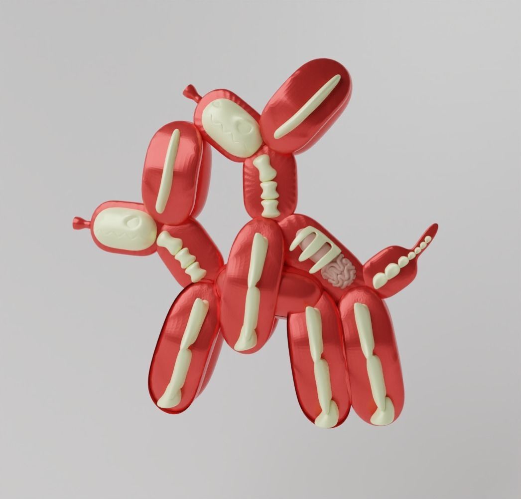 Humpek Balloon Dog Falyed Open Fan Art Toy 3d Print free 3D model 3D