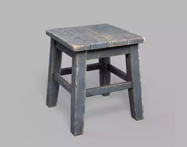 Old Wooden Tabouret Stool