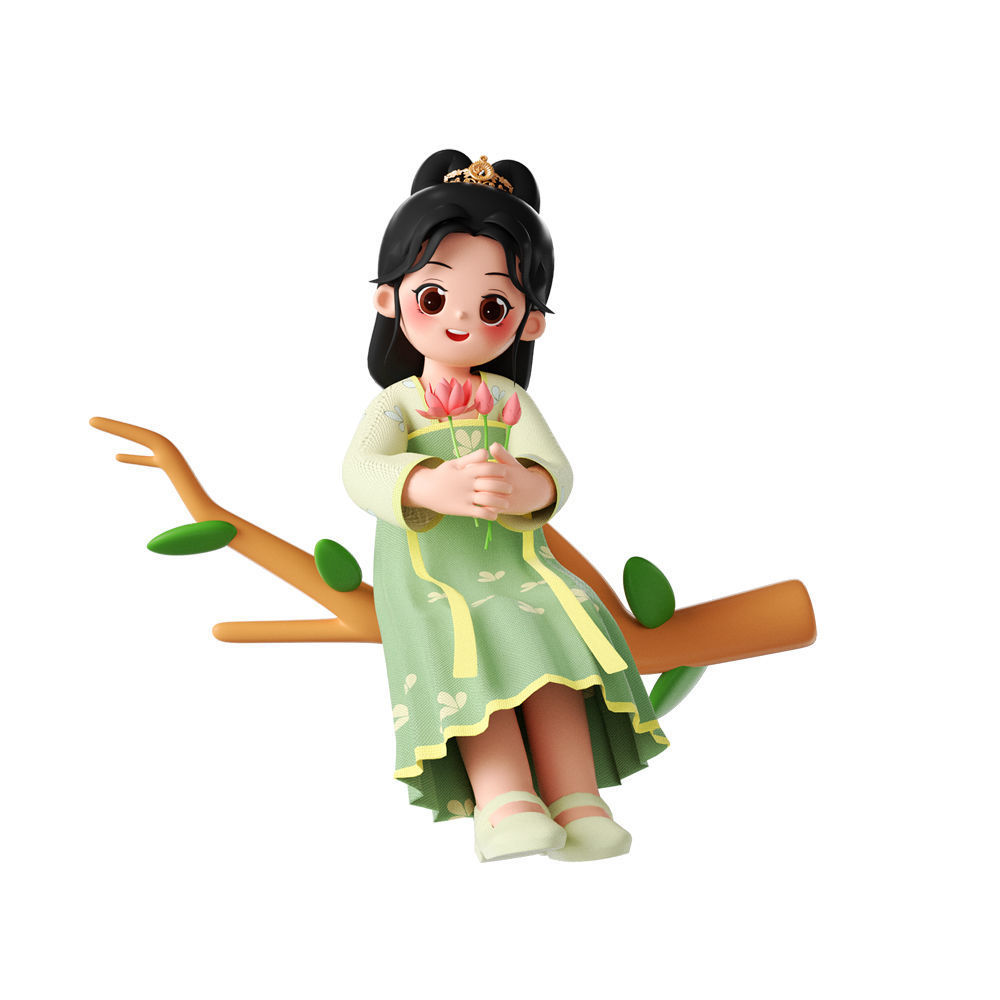 C4D model Chinese ancient style costume characters 3D model_3