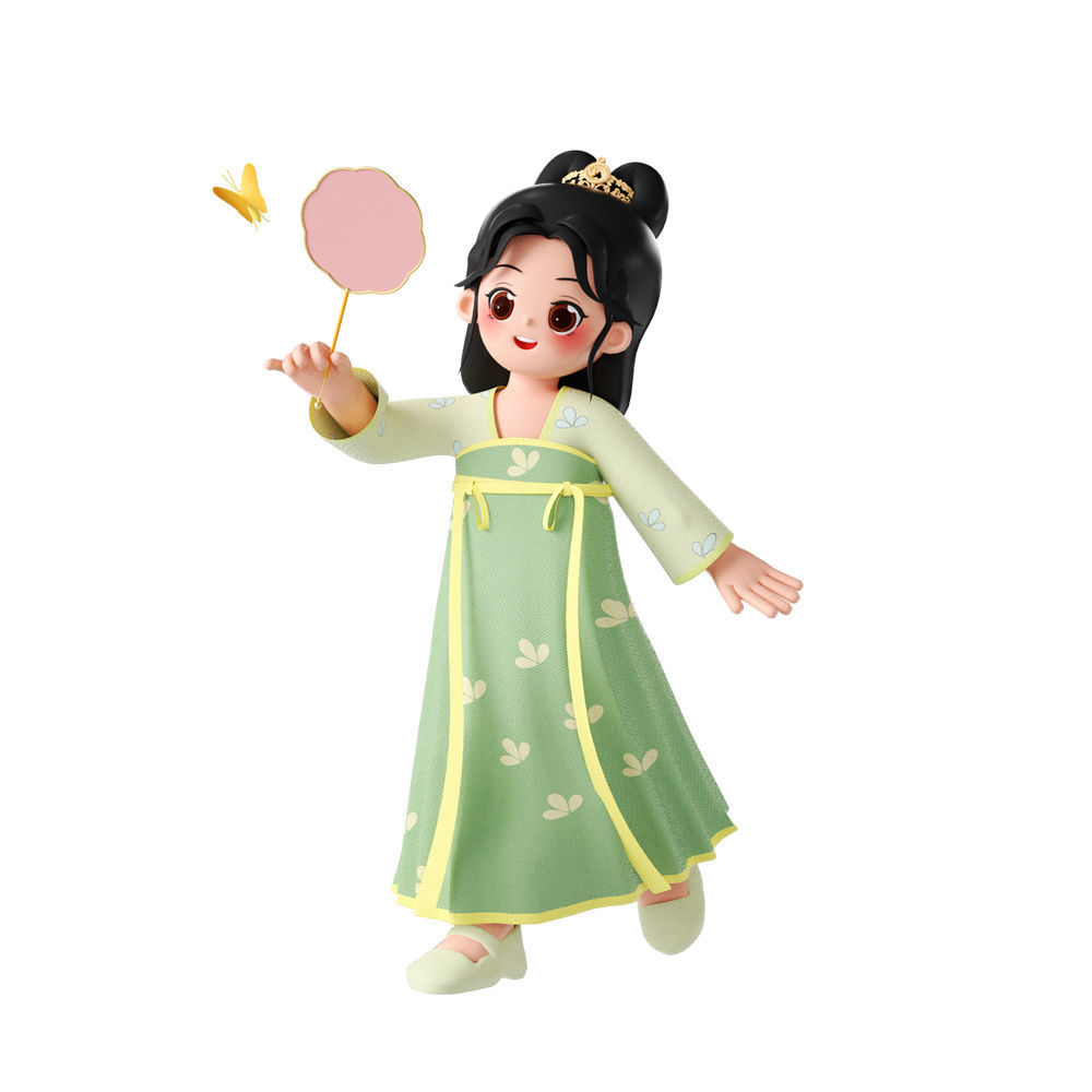 C4D model Chinese ancient style costume characters 3D model_4