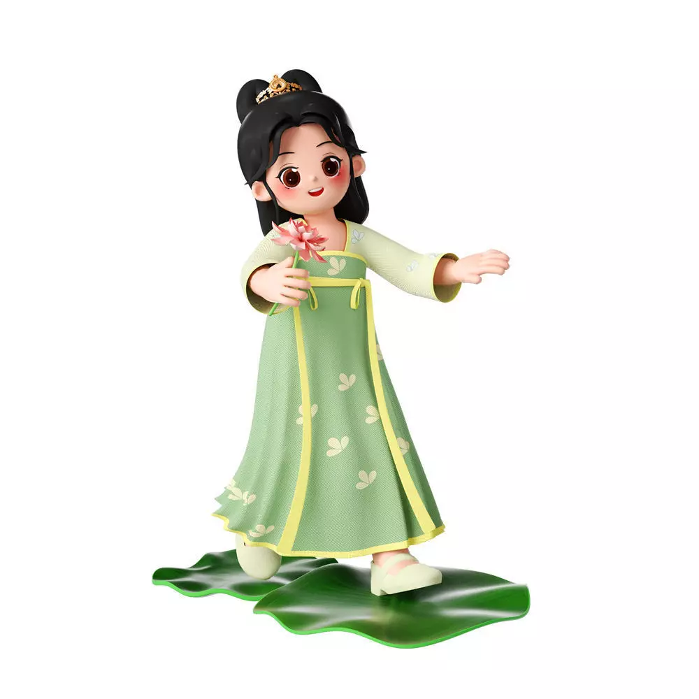 C4D model Chinese ancient style costume characters 3D model_0