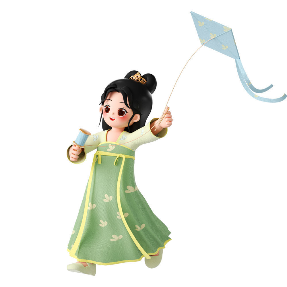 C4D model Chinese ancient style costume characters 3D model_1