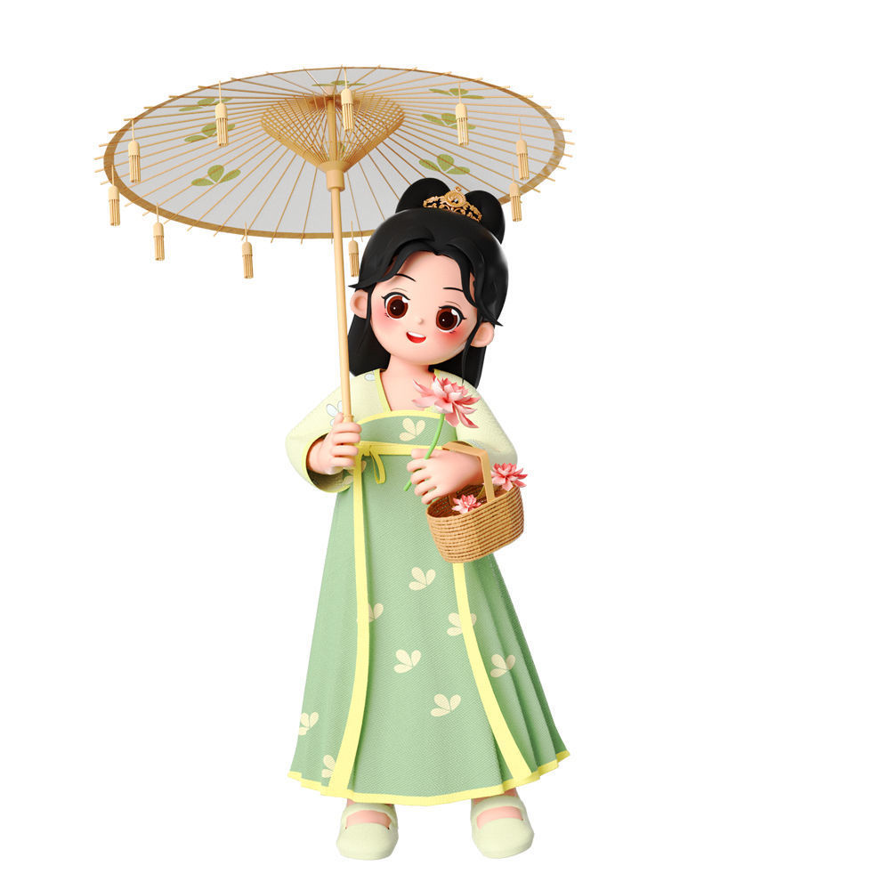 C4D model Chinese ancient style costume characters 3D model_2