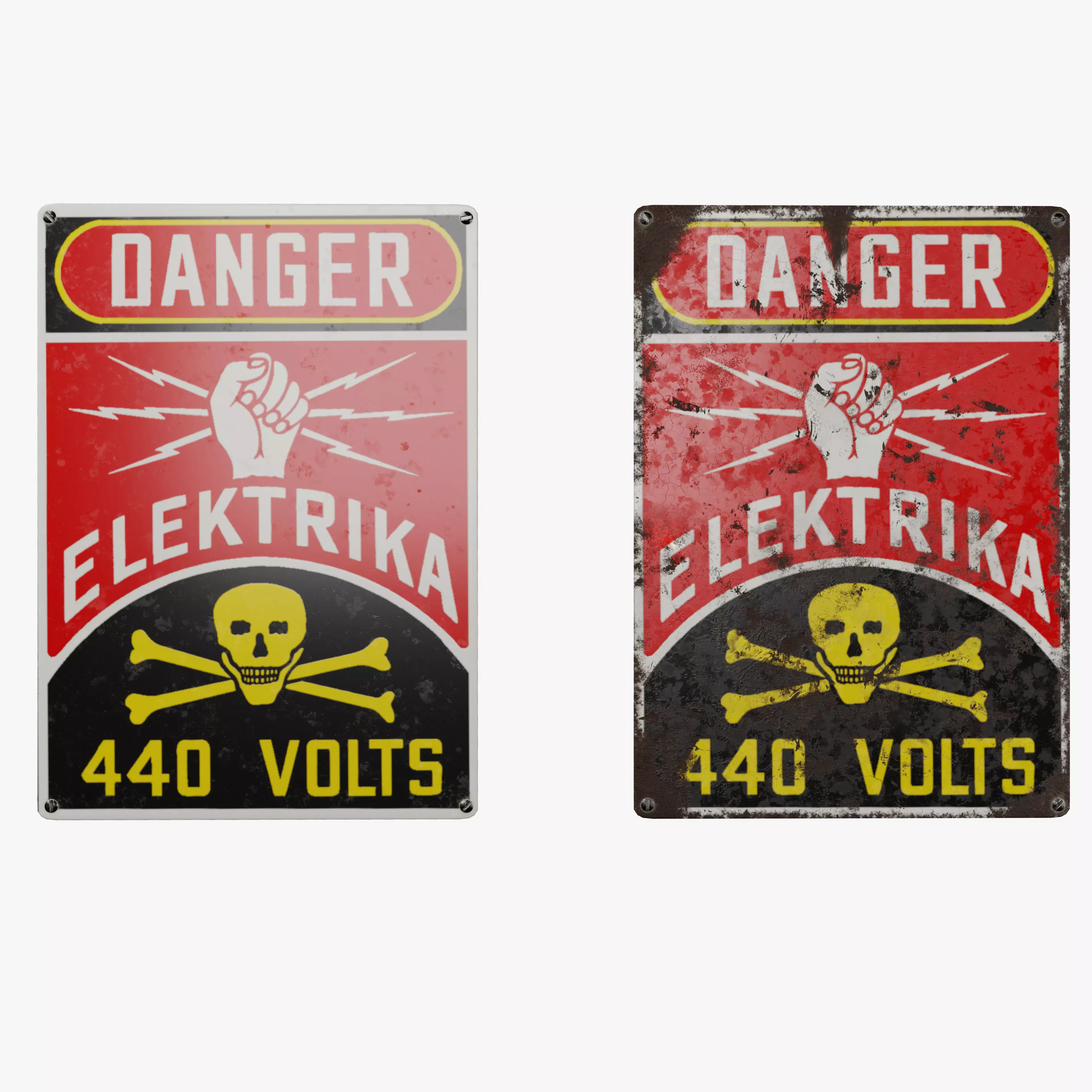 Vintage electric danger sign 02 3D model