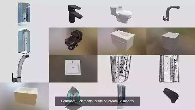 Bathroom -  elements for the bathroom - Bano Banos 3D Model Collection