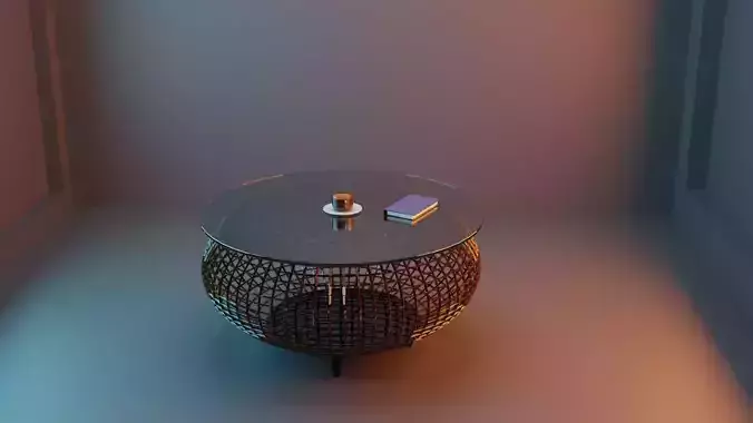 Tea Cup and Table For Living Room Low-poly 3D model