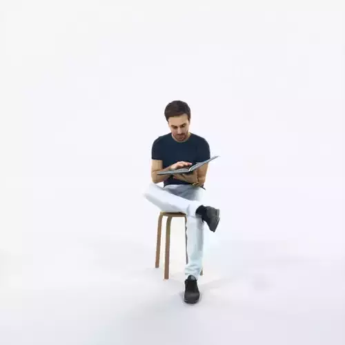 Flow 13K Reading a Book Sitting Casual Man Low-poly 3D model