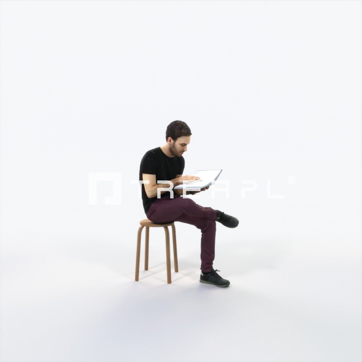 Flow 13J Reading a Book Sitting Casual Man Low-poly 3D model_2