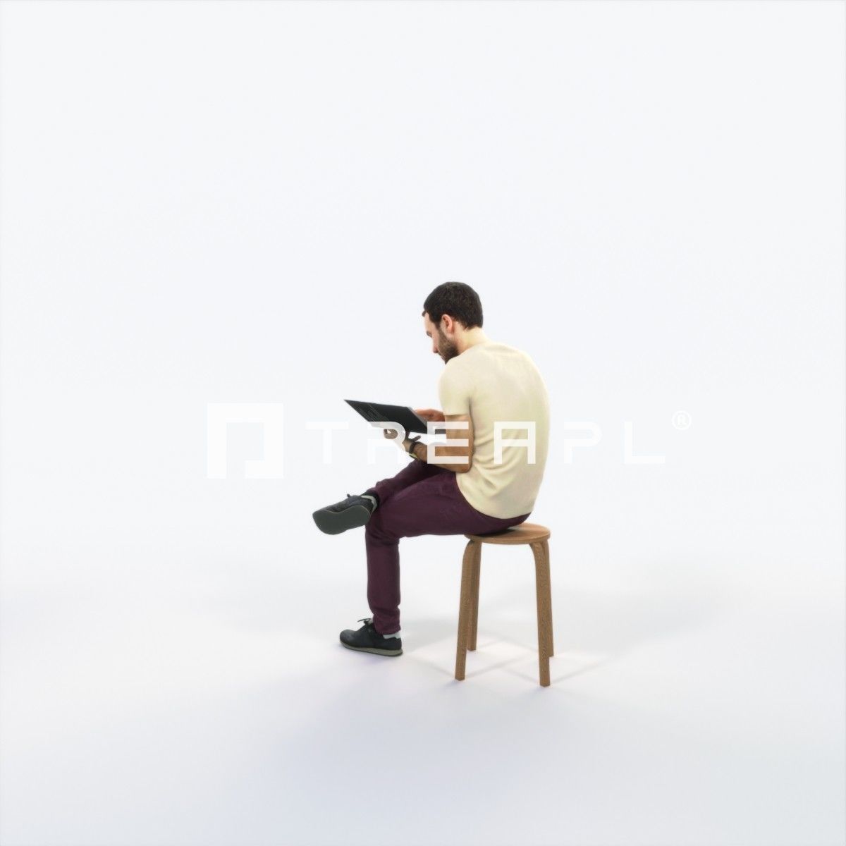 Flow 13I Reading a Book Sitting Casual Man Low-poly 3D model_5