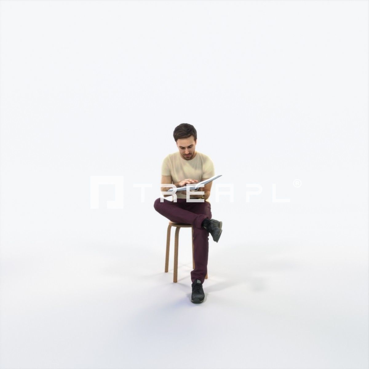 Flow 13I Reading a Book Sitting Casual Man Low-poly 3D model_1