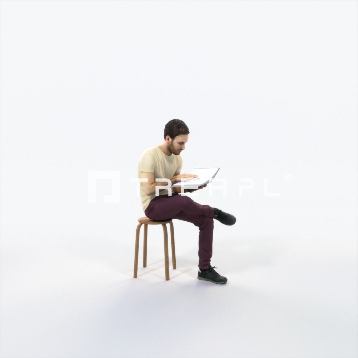 Flow 13I Reading a Book Sitting Casual Man Low-poly 3D model_2