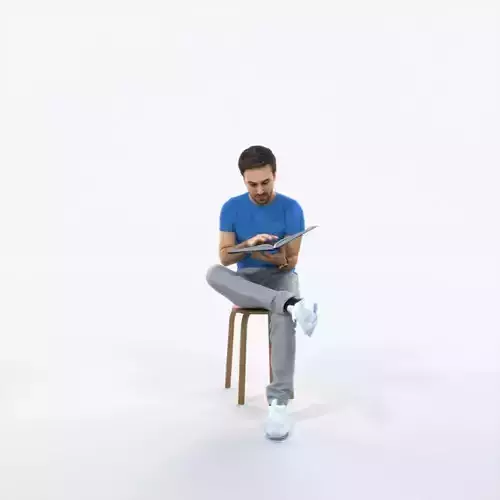 Flow 13G Reading a Book Sitting Casual Man Low-poly 3D model
