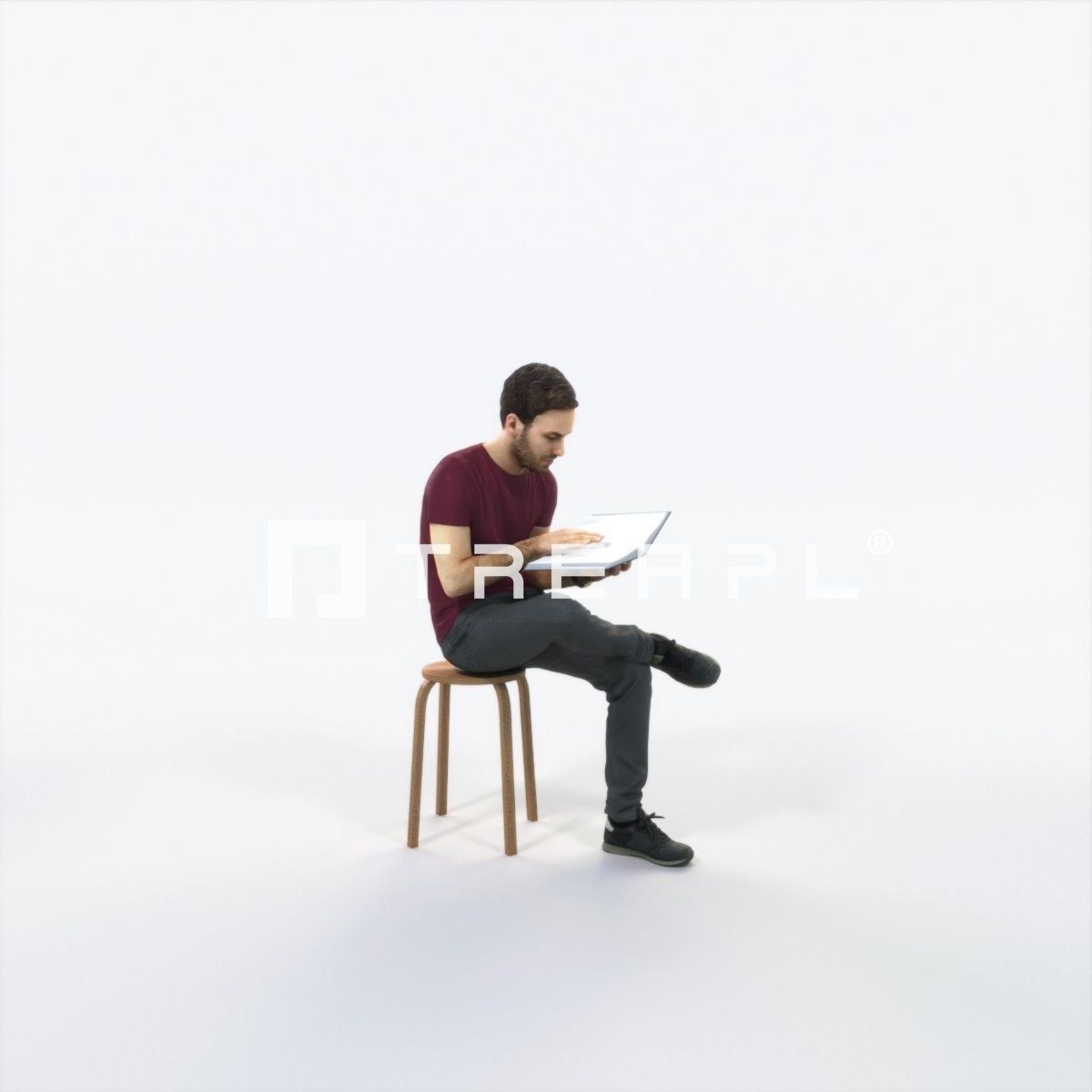 Flow 13F Reading a Book Sitting Casual Man Low-poly 3D model_2