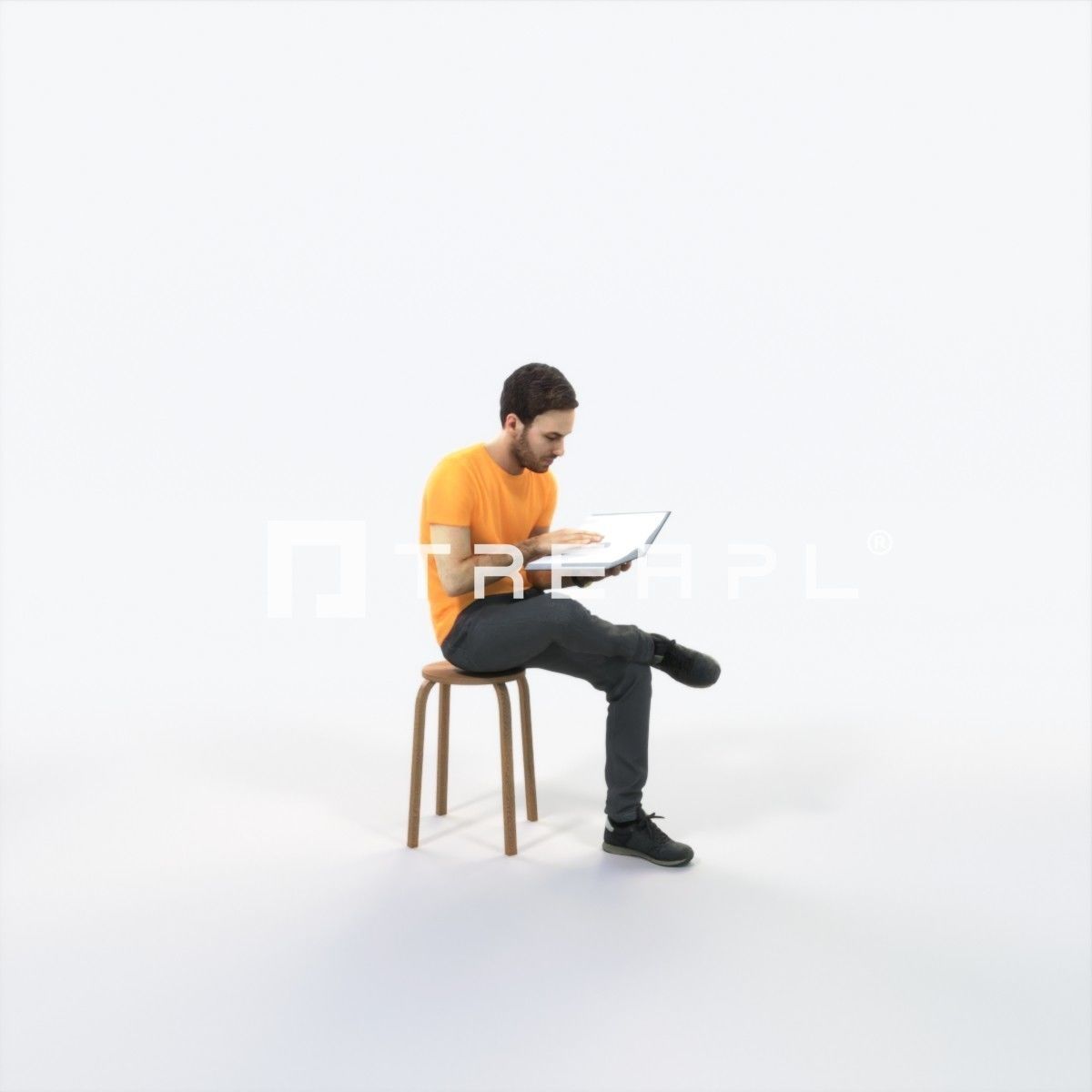 Flow 13E Reading a Book Sitting Casual Man Low-poly 3D model_2