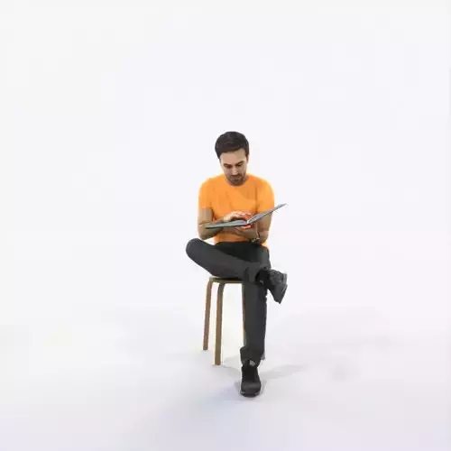 Flow 13E Reading a Book Sitting Casual Man Low-poly 3D model