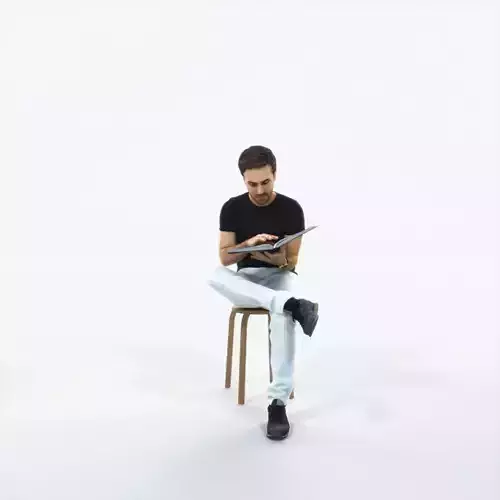 Flow 13C Reading a Book Sitting Casual Man Low-poly 3D model