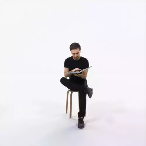 Flow 13B Reading a Book Sitting Casual Man Low-poly 3D model