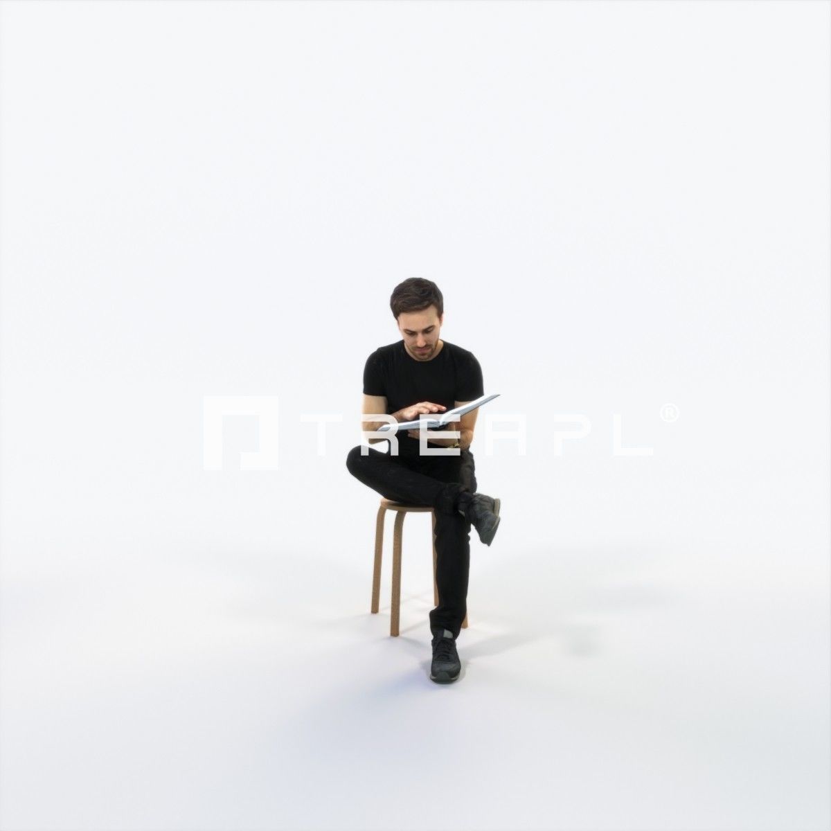 Flow 13B Reading a Book Sitting Casual Man Low-poly 3D model_1