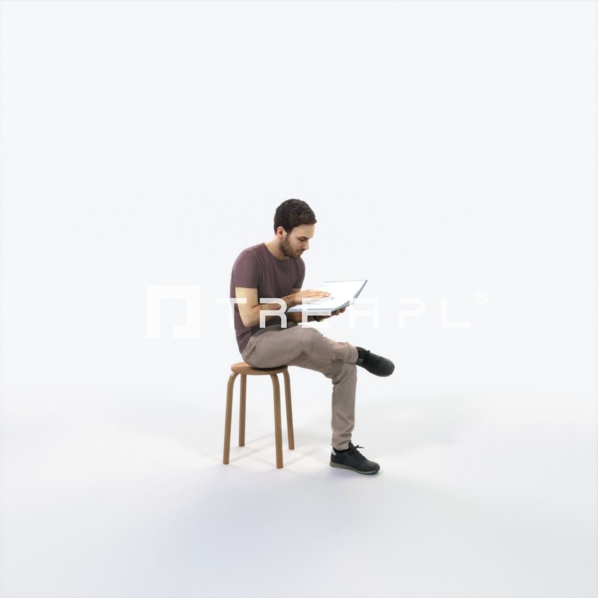 Flow 13A Reading a Book Sitting Casual Man Low-poly 3D model_2