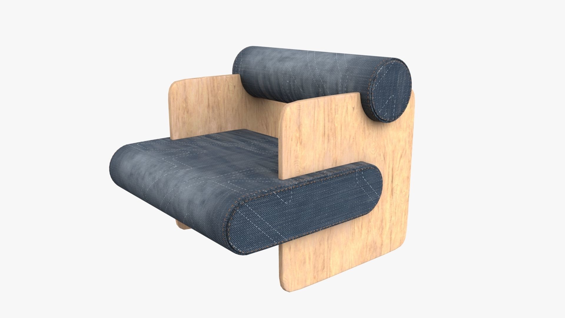 Armchair Chair Modern Denim 3D model_2